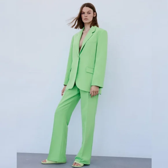 NWT ZARA LOW HEEL SANDALS MINT GREEN - Picture 2 of 8